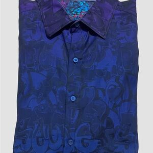 Men's Blue and Purple Graphic Shirt